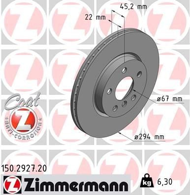 Zimmermann 150.2927.20 Brake Disc طنابير امامي