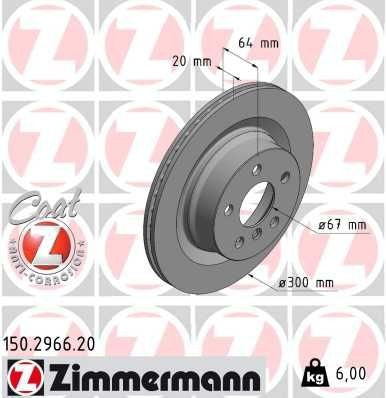 ZIMMERMANN 150.2966.20 Brake disc for BMW 3 Series, 4 Series طنابير خلفي