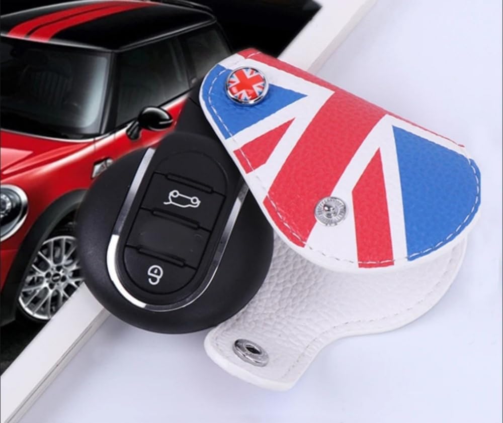 Mini Cooper Union Jack Genuine Leather Key Bag Case Fob Cover