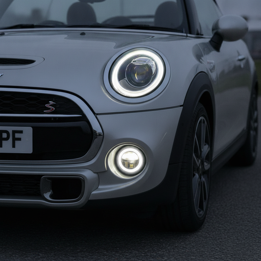MINI Cooper LED Fog Lights – Angel Eye Halo DRL Pair | F55 F56 F57 (2014–2020)