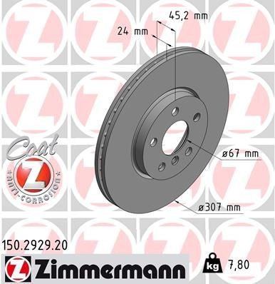 Zimmermann 150.2929.20 Brake Disc طقم طنابير امامي