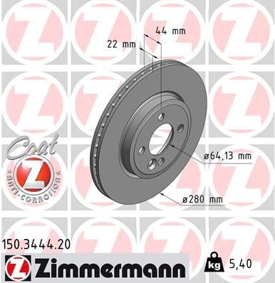 Zimmermann 150.3444.20 Brake Disc طنابير امامي