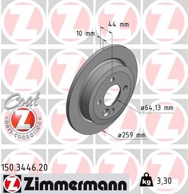 ZIMMERMANN 150.3446.20 Brake disc طنابير خلفي