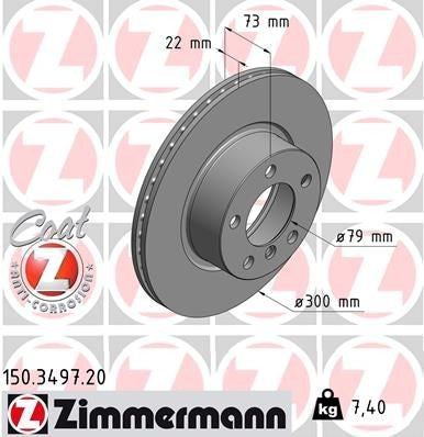 ZIMMERMANN 150.3497.20 Brake disc for BMW 1 Series, 3 Series, 4 Series طنابير امامي
