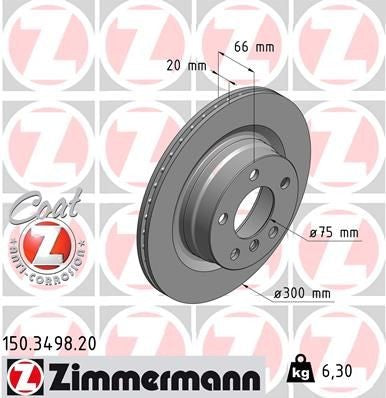 Zimmermann 150.3498.20 Brake Disc طنابير خلفي