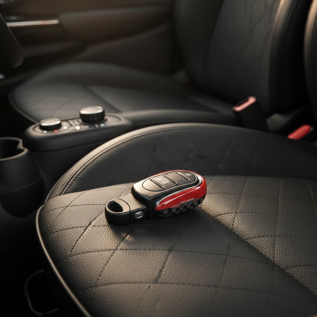 MINI Cooper Key Fob Cover – JCW Red Checkered Black-Grey