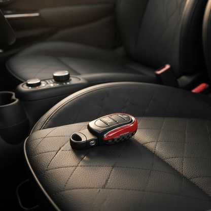 MINI Cooper Key Fob Cover – JCW Red Checkered Black-Grey