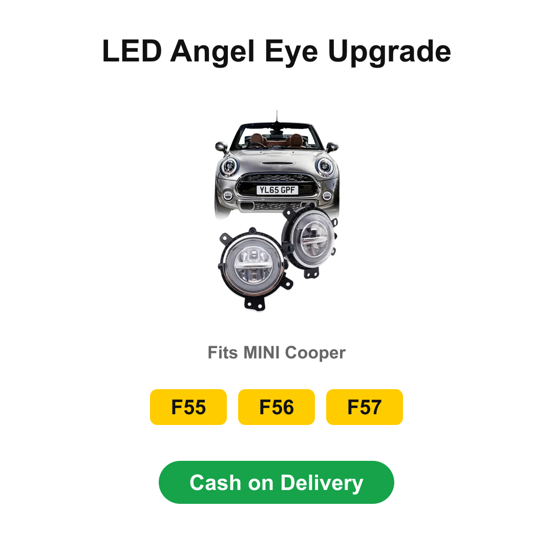 MINI Cooper LED Fog Lights – Angel Eye Halo DRL Pair | F55 F56 F57 (2014–2020)