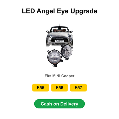 MINI Cooper LED Fog Lights – Angel Eye Halo DRL Pair | F55 F56 F57 (2014–2020)