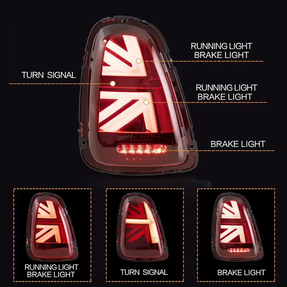 MINI Cooper Union Jack LED Tail Lights – R56 R57 R58 R59 (2007–2013)