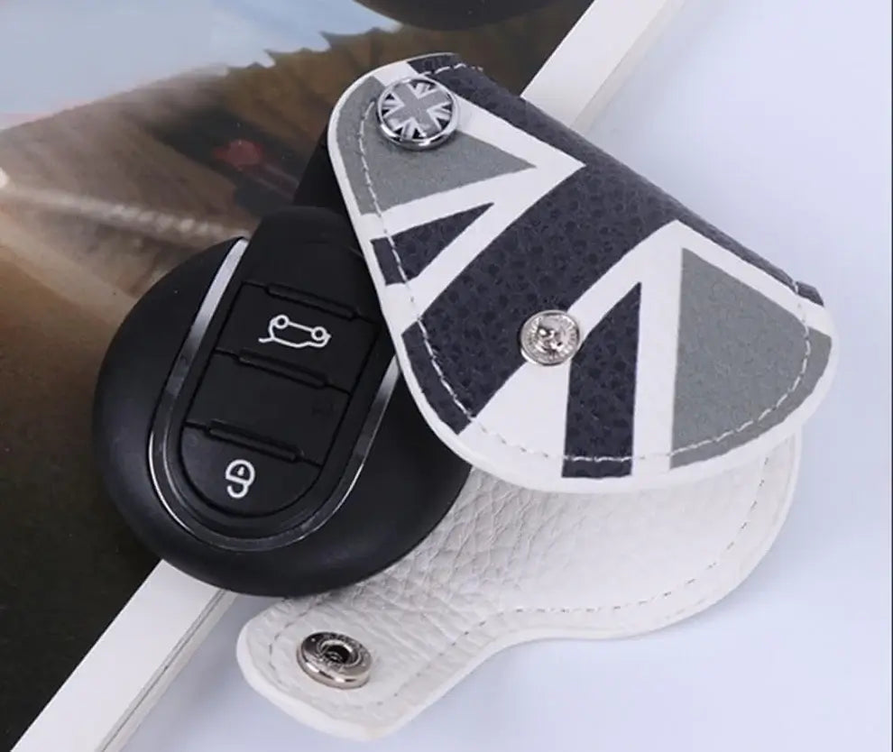 Mini Cooper Union Jack PU Leather Key Fob Case Bag Cover