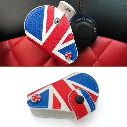Mini Cooper Union Jack PU Leather Key Fob Case Bag Cover