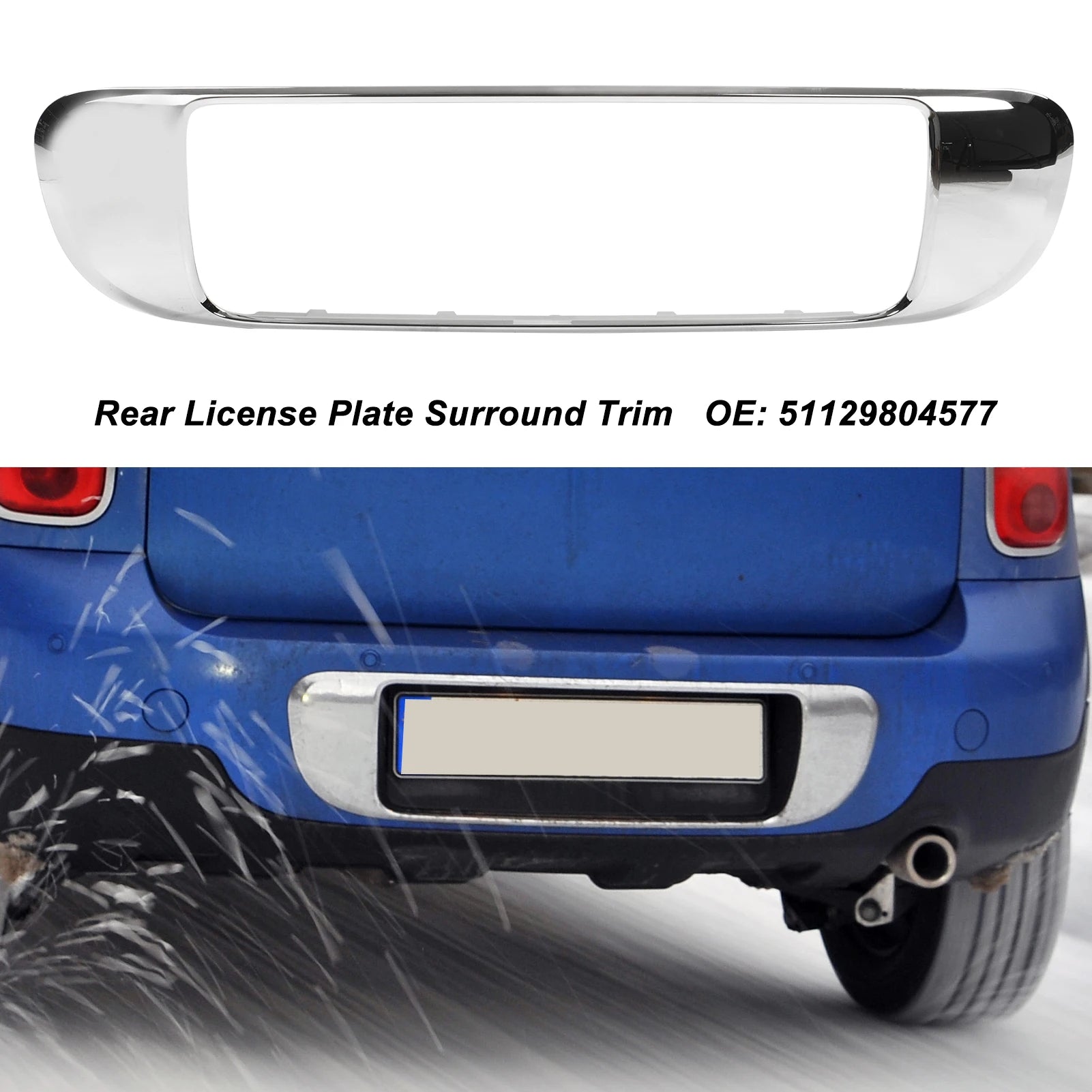 MINI Cooper Rear License Plate Surround Trim Chrome – R60