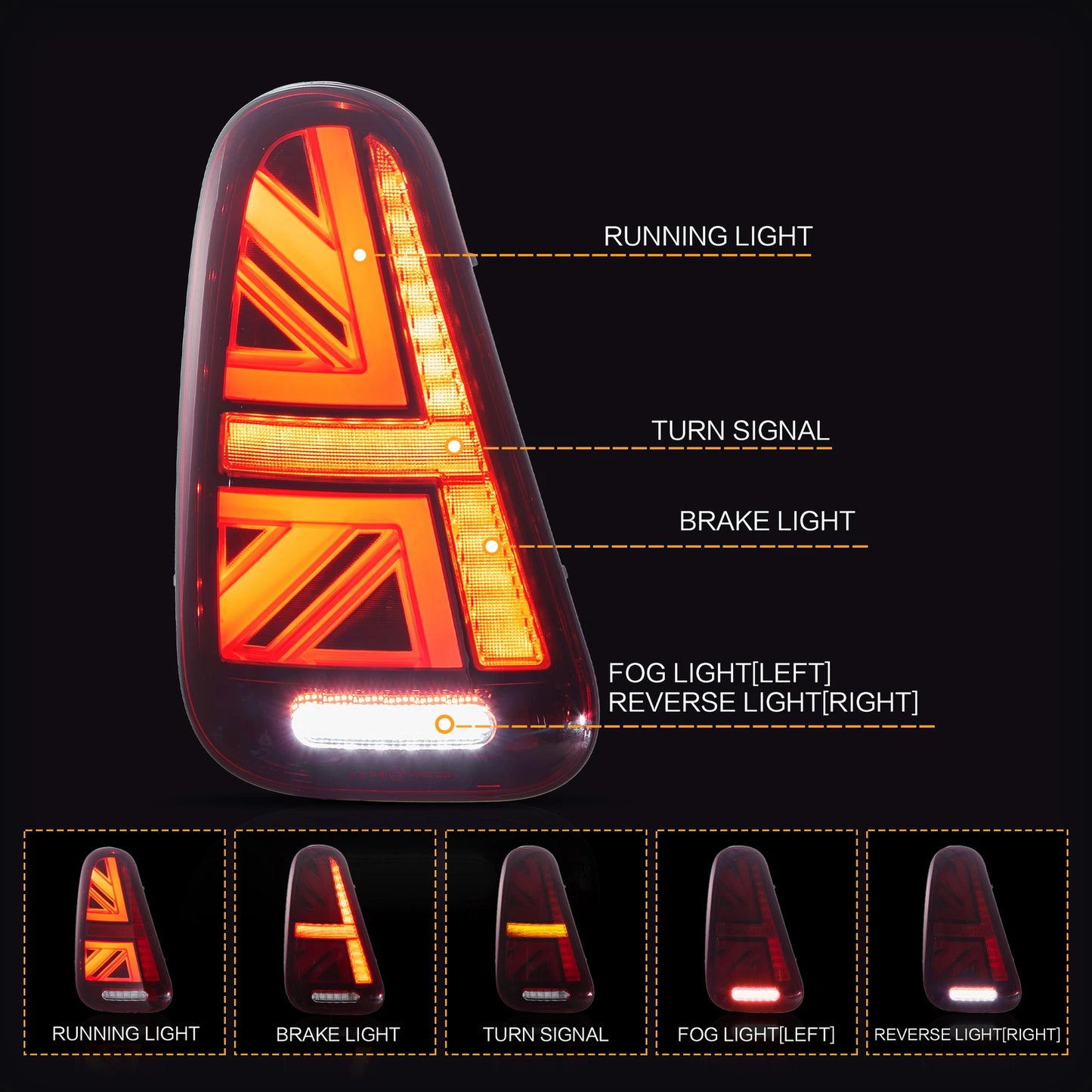 Mini Cooper R50 R52 R53 LED 2001-2006 Union Jack LED Tail Lights